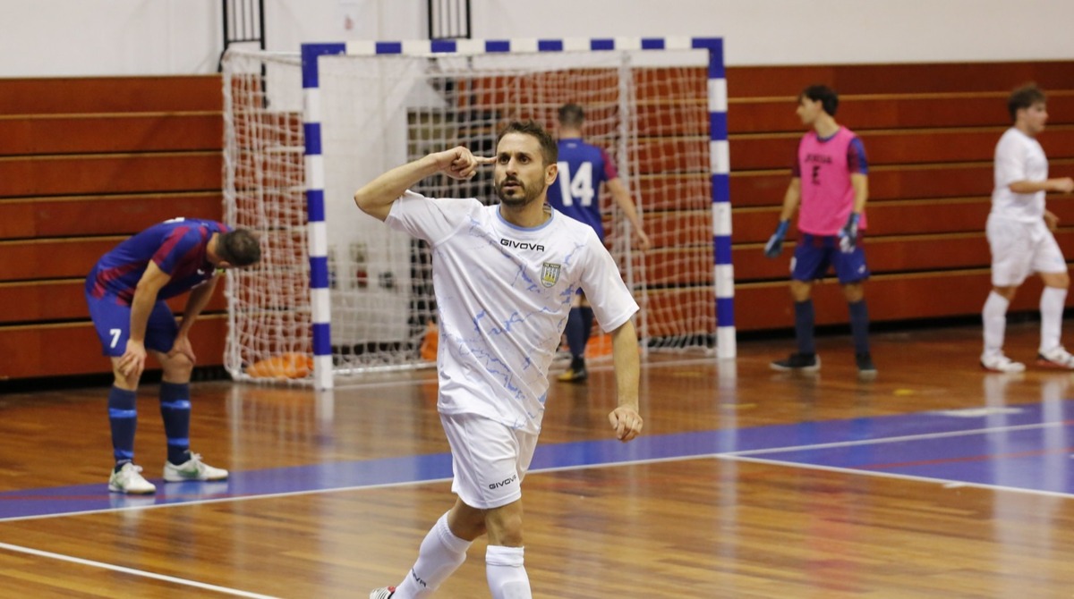 ©FSGC/Montanari | Gabrielli esulta dopo il gol che ha sbloccato il posticipo del Multieventi